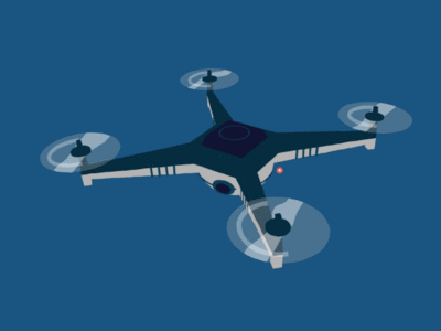 A quadcopter with camera looking around